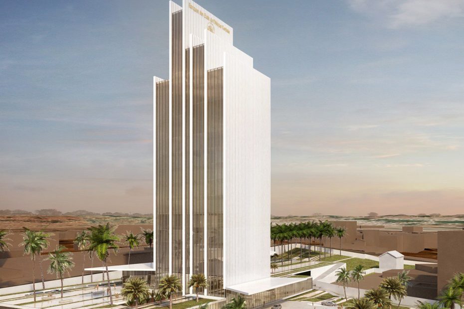 Architectural rendering of the Bank of Central African States (BEAC) tower in Yaoundé, Cameroon